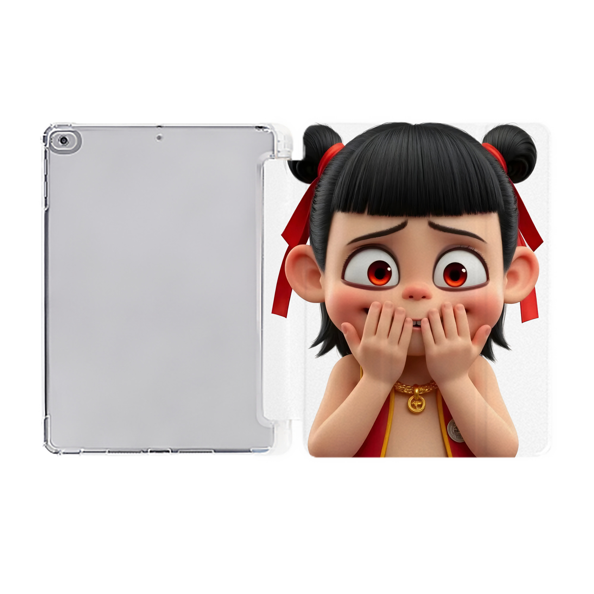 （画像用） Ne Zha 2 ナタ 魔童の大暴れ IPad ケース ペン収納付き 三つ折りスタンド PUレザー×シリコン 対応機種9.5/10.5/10.9インチ